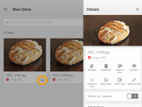 Sur iPad, dans l'application Google Drive, appuyez sur le i pour faire apparaître les détails.