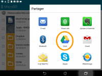 Sur Android, pour enregistrer votre fichier dans Google Drive, utilisez le menu "Partager".