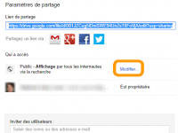 Copiez le lien de partage, puis cliquez sur "Modifier..."